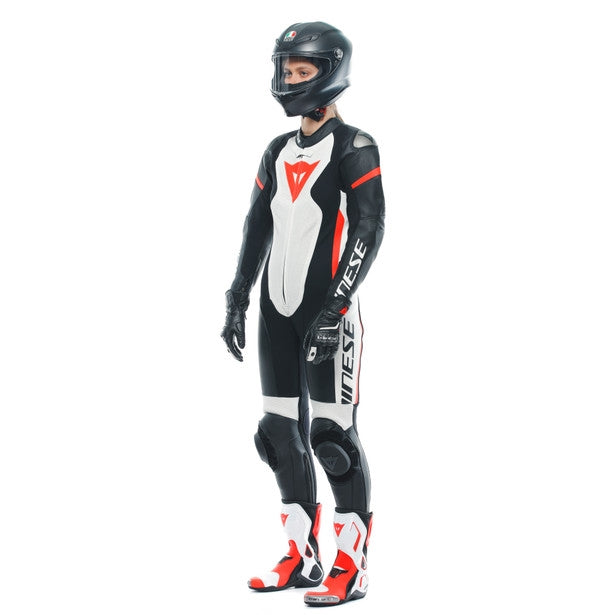 Dainese Grobnik Lady Leather 1Pc Suit Perf. Black/White/Fluo-Red | 202513484-N32