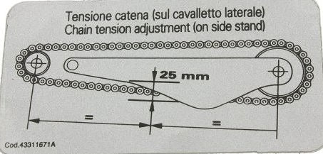Ducati Genuine STICKER, ADJUSTING CHAIN | 43311671A