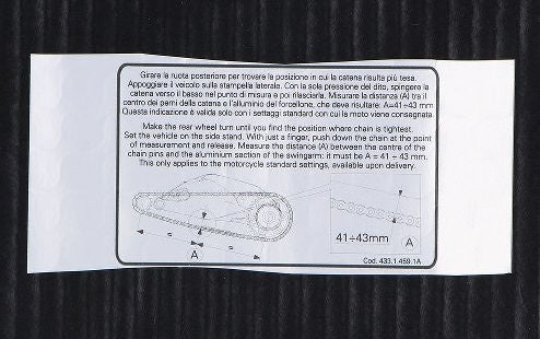 Ducati Genuine CHAIN ADJUSTMENT STICKER | 43314591A