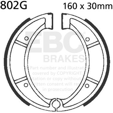 EBC-Brakes Motorcycle Grooved Replacement Brake Shoes to fit Rear Left
