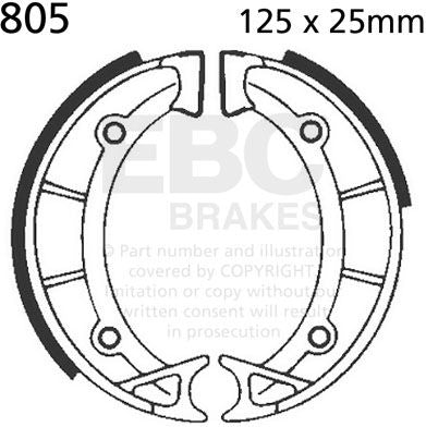 EBC-Brakes Plain Motorcycle Replacement Brake Shoes to fit Front Left