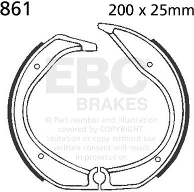 EBC-Brakes Plain Motorcycle Replacement Brake Shoes to fit Rear Right