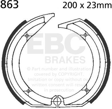 EBC-Brakes Plain Motorcycle Replacement Brake Shoes to fit Rear Right