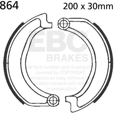 EBC-Brakes Plain Motorcycle Replacement Brake Shoes to fit Front Left