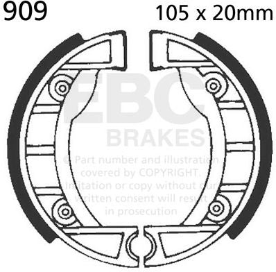 EBC-Brakes Plain Motorcycle Replacement Brake Shoes to fit Front Left