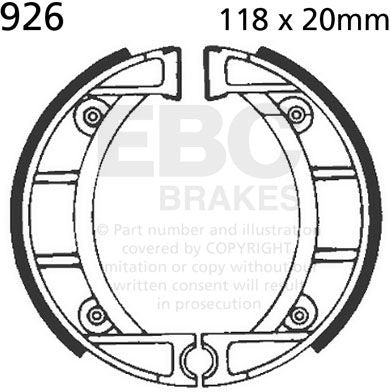 EBC-Brakes Plain Motorcycle Replacement Brake Shoes to fit Rear Left