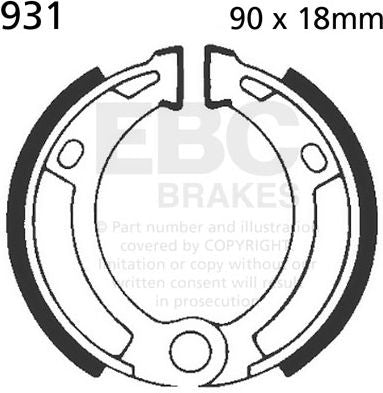 EBC-Brakes Plain Motorcycle Replacement Brake Shoes to fit Front Left