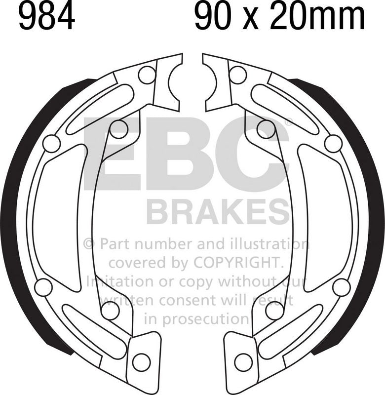 EBC-Brakes Plain Motorcycle Replacement Brake Shoes to fit Rear Left