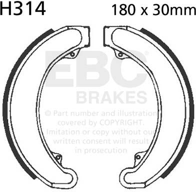 EBC-Brakes Plain Motorcycle Replacement Brake Shoes to fit Front Left