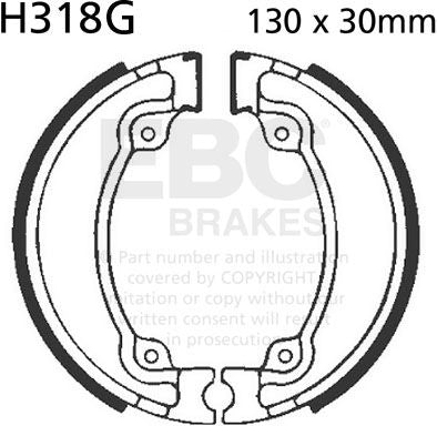 EBC-Brakes Motorcycle Grooved Replacement Brake Shoes to fit Rear Left