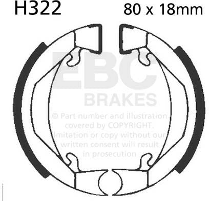 EBC-Brakes Plain Motorcycle Replacement Brake Shoes to fit Front Left