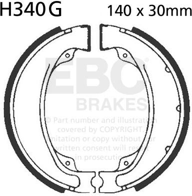 EBC-Brakes Motorcycle Grooved Replacement Brake Shoes to fit Rear Right