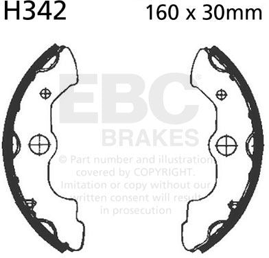 EBC-Brakes Plain Motorcycle Replacement Brake Shoes to fit Front Left