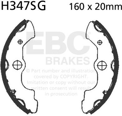 EBC-Brakes Motorcycle Grooved Replacement Brake Shoes to fit Front Left