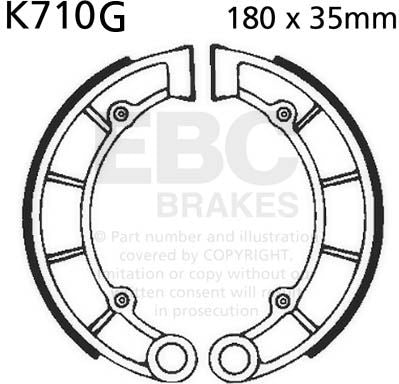 EBC-Brakes Motorcycle Grooved Replacement Brake Shoes to fit Rear Left