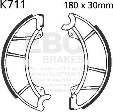 EBC-Brakes Plain Motorcycle Replacement Brake Shoes to fit Front Left