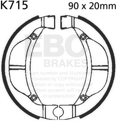 EBC-Brakes Plain Motorcycle Replacement Brake Shoes to fit Front Left