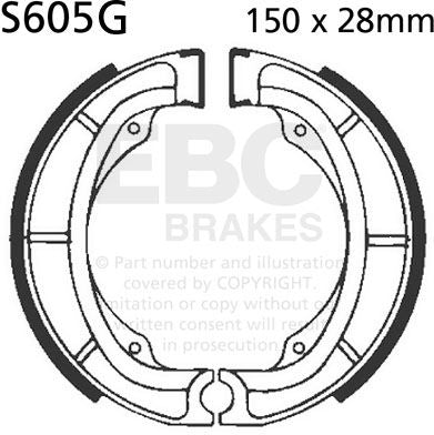 EBC-Brakes Motorcycle Grooved Replacement Brake Shoes to fit Rear Right