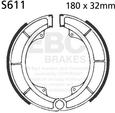 EBC-Brakes Plain Motorcycle Replacement Brake Shoes to fit Rear Left