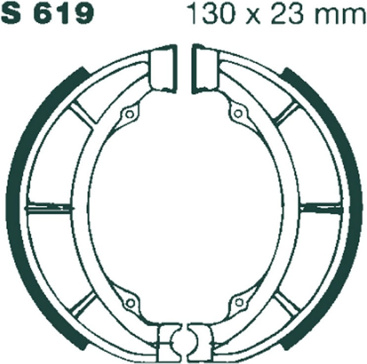 EBC-Brakes Motorcycle Grooved Replacement Brake Shoes to fit Rear Right