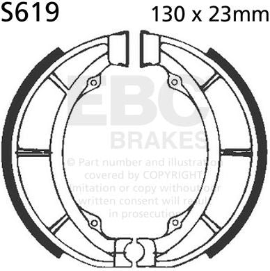 EBC-Brakes Plain Motorcycle Replacement Brake Shoes to fit Rear Right