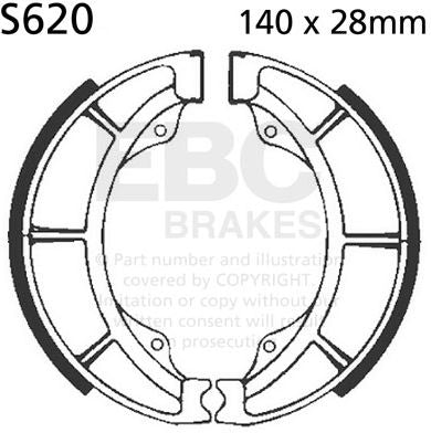 EBC-Brakes Plain Motorcycle Replacement Brake Shoes to fit Rear Left
