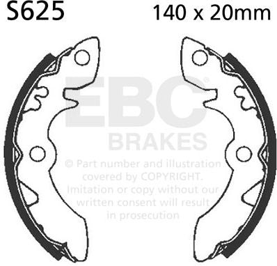 EBC-Brakes Plain Motorcycle Replacement Brake Shoes to fit Front Left