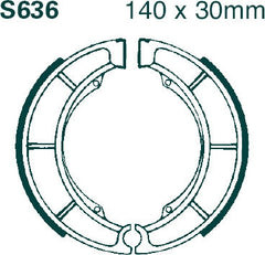 EBC-Brakes Motorcycle Grooved Replacement Brake Shoes to fit Rear Left