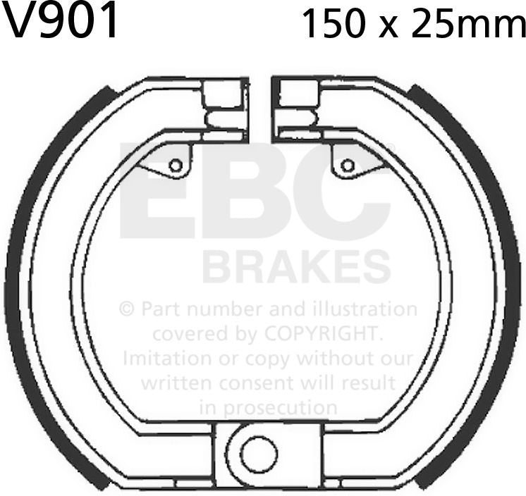 EBC-Brakes Plain Motorcycle Replacement Brake Shoes to fit Front Left