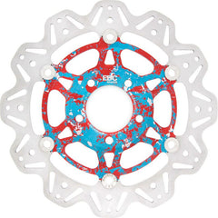 EBC-Brakes Vee-Series Sport Bike Disc (Custom Blue and Red Hub) to fit Front Left