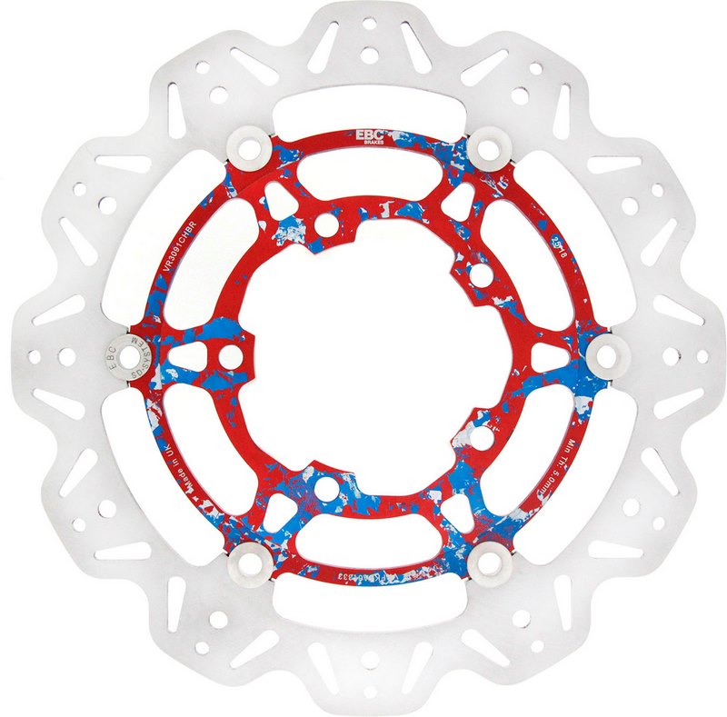 EBC-Brakes Vee-Series Sport Bike Disc (Custom Blue and Red Hub) to fit Front Left