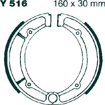 EBC-Brakes Motorcycle Grooved Replacement Brake Shoes to fit Rear Left
