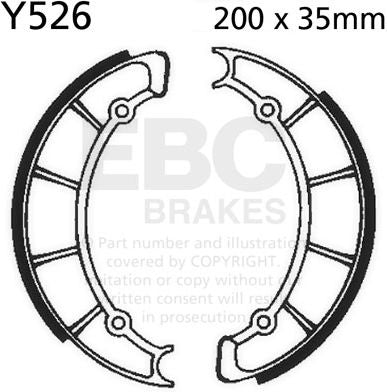 EBC-Brakes Plain Motorcycle Replacement Brake Shoes to fit Front Left