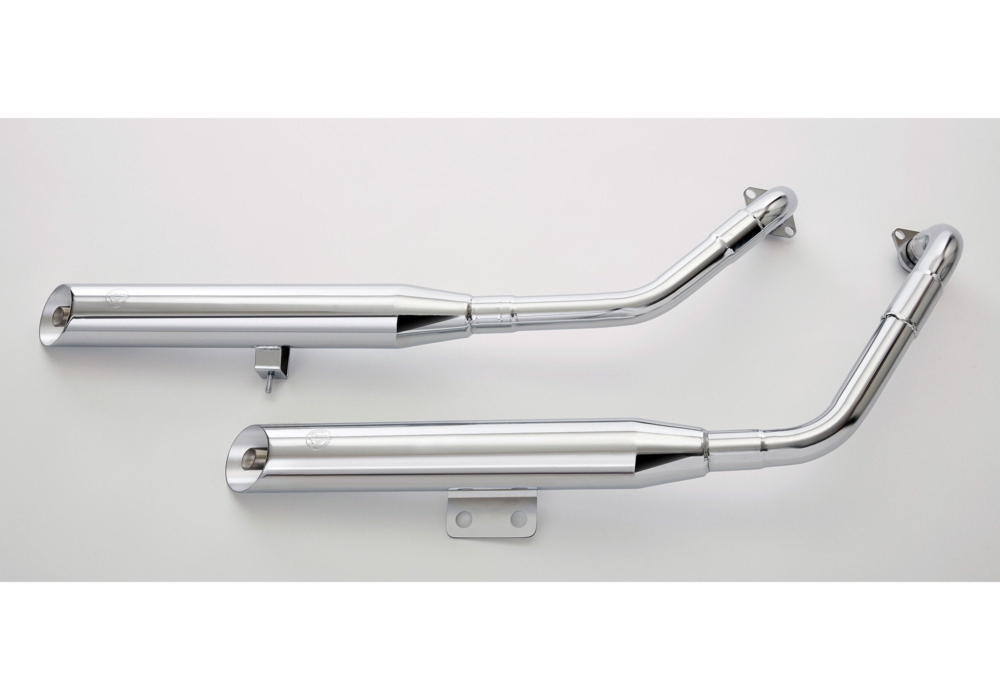 Cromo Line 2 Silencers Right Side Incl. 2 Manifolds Silver