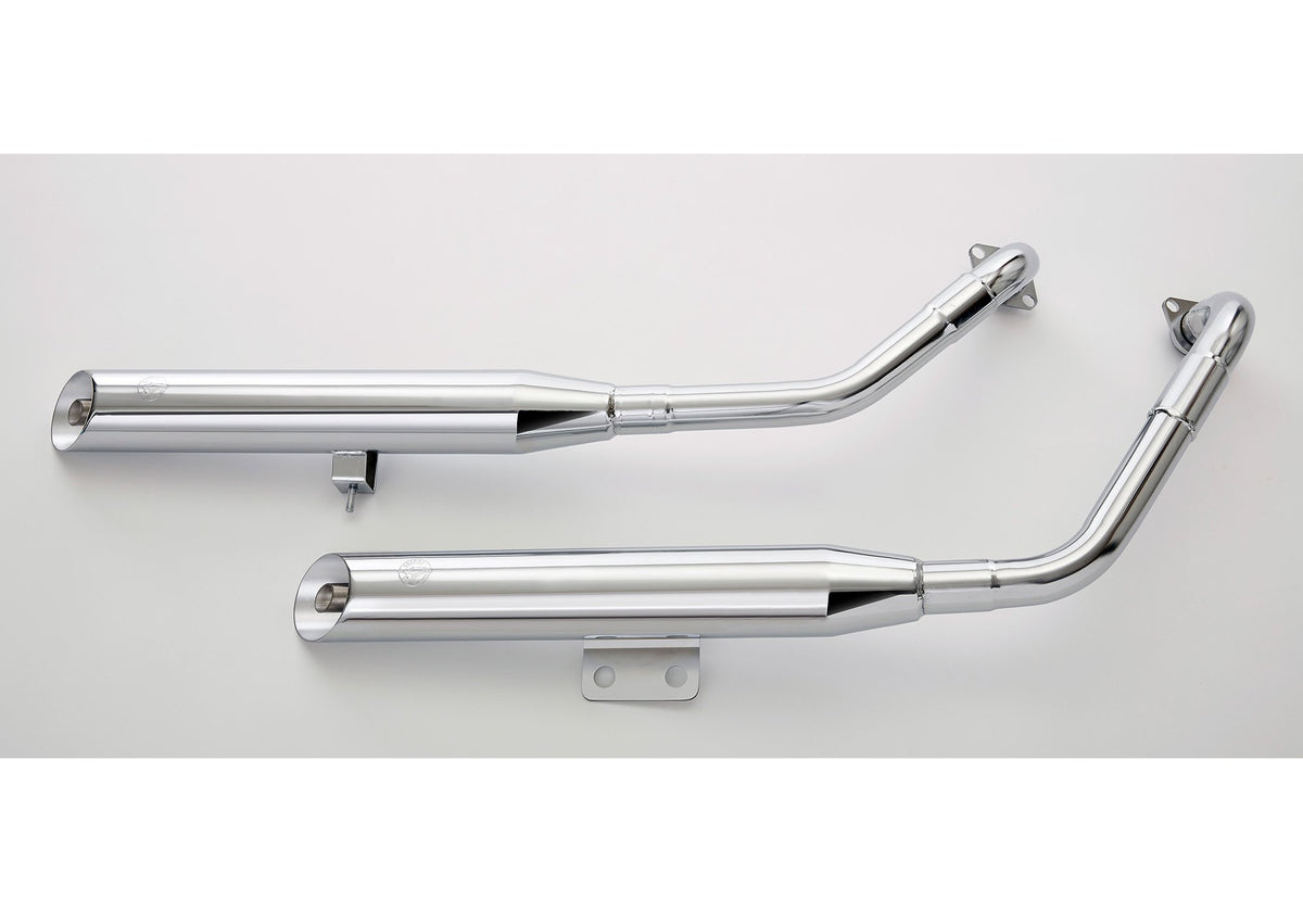 Cromo Line 2 Silencers Right Side Incl. 2 Manifolds Silver