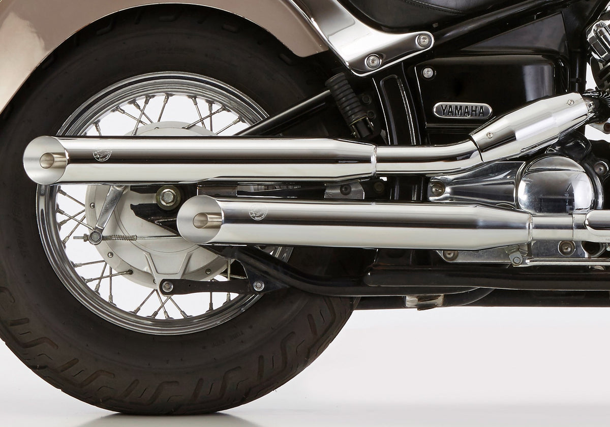 Cromo Line 2 Silencers Right Side Incl. 2 Manifolds Silver