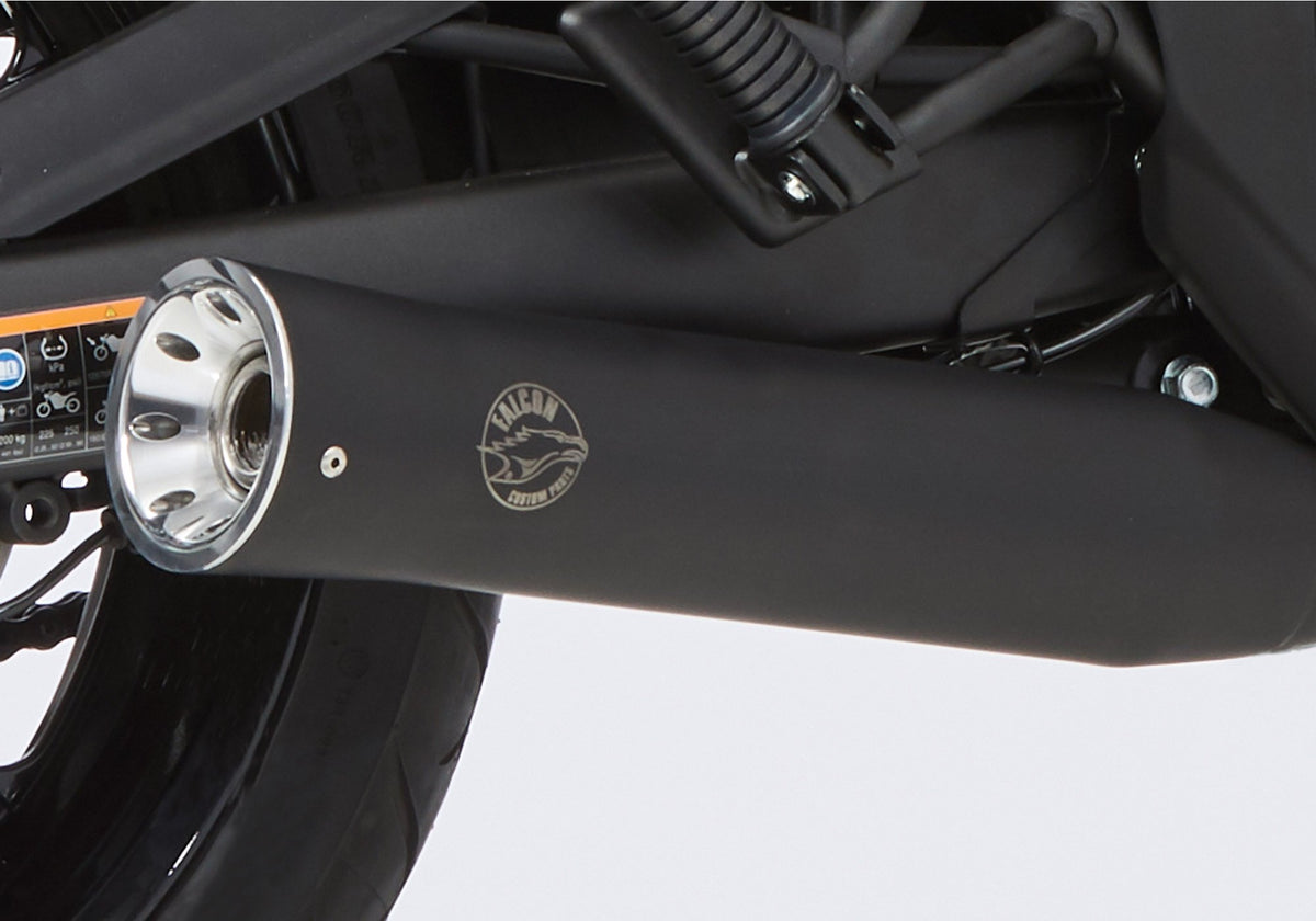 Double Groove Complete Exhaust System (2-1) Silencer Matt Black / Manifold Polished