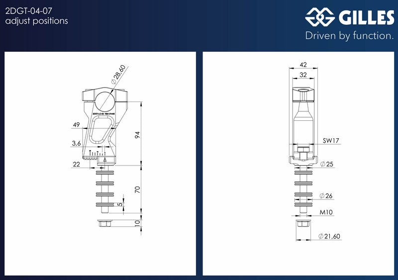 2DGT adjustable handlebar brackets with ABK-07