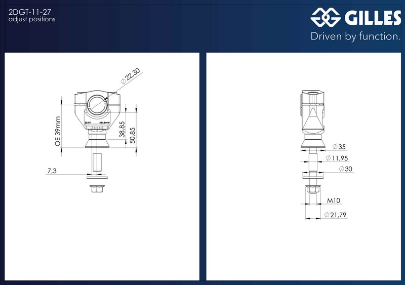 2DGT adjustable handlebar brackets with ABK-27