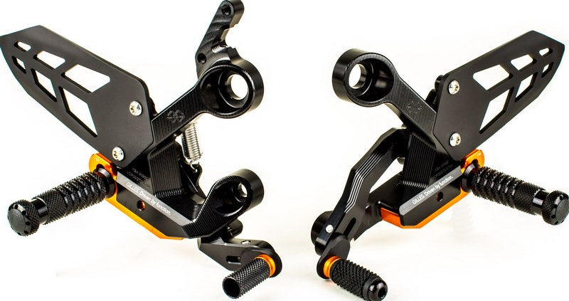 Footrest system VCR38GT2, black/orange