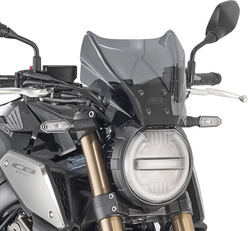 Givi Screen for Honda CB1000R 18-, CB650R, Benelli 502C, Yamaha MT-07 MT-09 21-, color smoke, dim. HxW 22x31 cm, fitting kit required to install (not included) | 1173S
