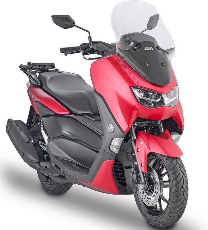 Givi Windscreen for Yamaha N-MAX 125/155 15-20, color clear, dim. HxW 58,5 x 41 cm, 15,5 cm higher than stock, D2153KIT fitting kit required to install (not included) | 2153DT
