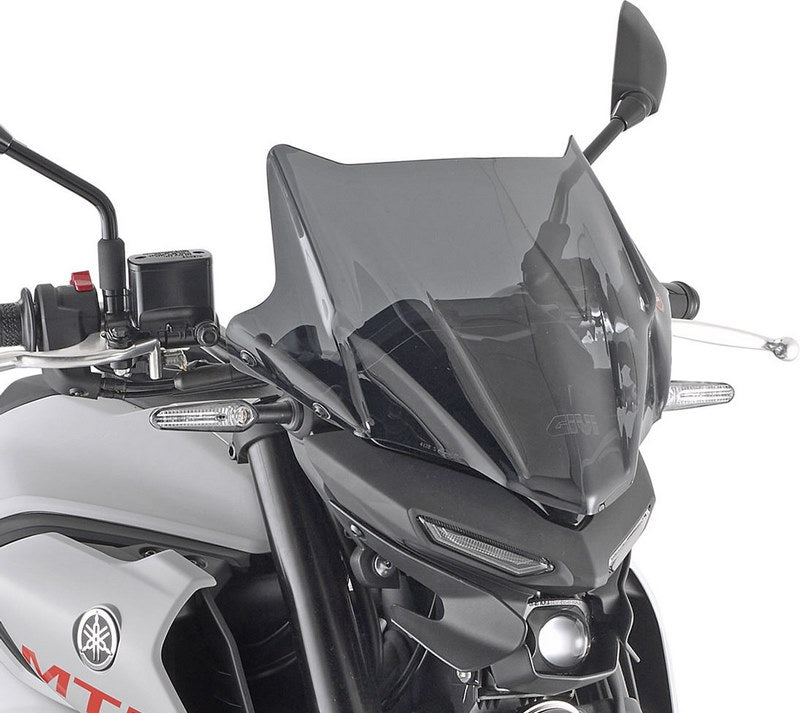 Givi Screen for Kawasaki Z650 20-, Yamaha MT-03 20-, color smoke, dim. HxW 28x36,5 cm, A4128A (Z650) or A2151A (MT-03) fitting kit required to install (not included) | 4128S