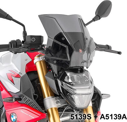 Givi Windscreen for BMW F F 900 R color smoke, dim. HxW 29x31cm, requires A5139A fitting kit (not included) | 5139S