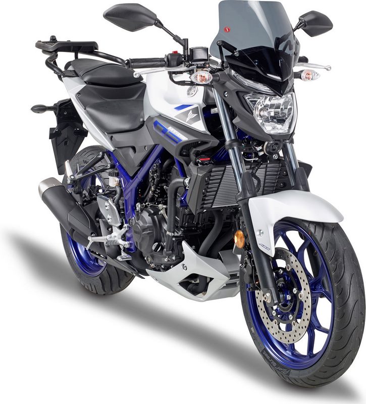 Givi Screen for Yamaha MT-03 16-19, color black with smoke screen, dim. HxW 28x38 cm, fitting kit included | A2127