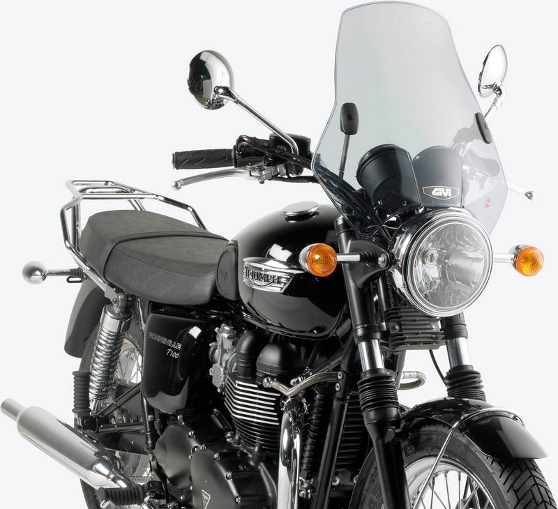Givi Univeral Windscreen A660, 2 fixing brackets included, color Light Smoke, dim. HxW 42,5 x 42 cm | A660