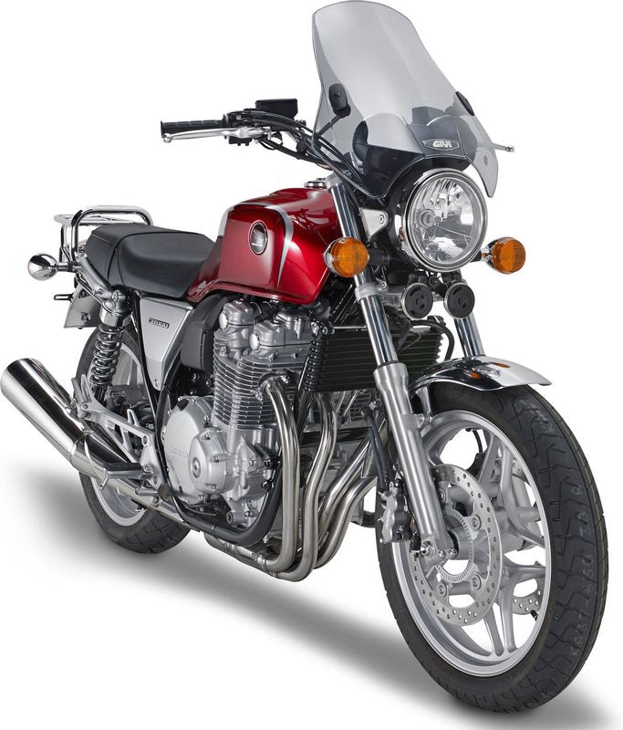 Givi Univeral Windscreen A660, 2 fixing brackets included, color Light Smoke, dim. HxW 42,5 x 42 cm | A660