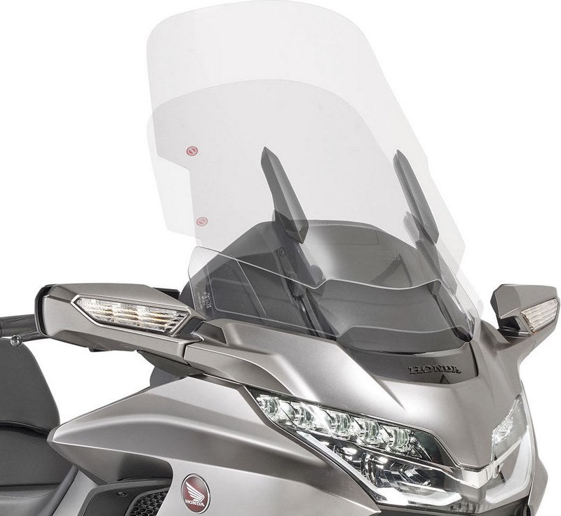 Givi Screen for Honda Gold Wing 1800 18-19, color Clear, dim. HxW 59 x 55 cm, fits oe headlight fairing, 20 cm higher than oe | D1172ST