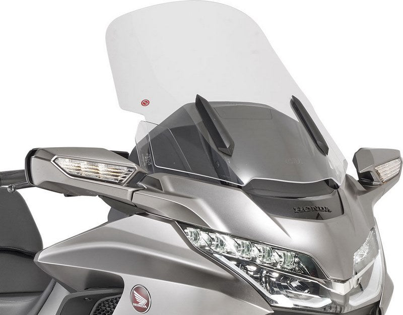 Givi Screen for Honda Gold Wing 1800 18-19, color Clear, dim. HxW 59 x 55 cm, fits oe headlight fairing, 20 cm higher than oe | D1172ST