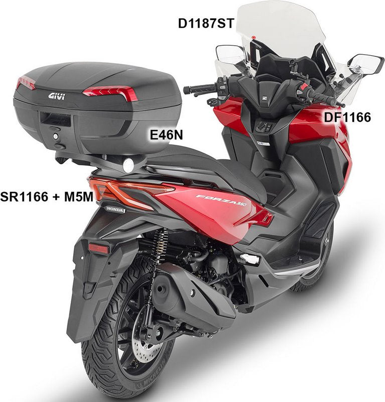 Givi Windscreen D1187ST for Honda Forza 125 21-, Forza 350, dim. HxL 58x47 cm, color Clear, fits oe headlight fairing | D1187ST